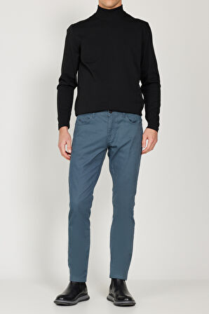 Slim Fit Dar Kesim 5 Cepli Desenli Pamuklu Pantolon