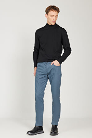 Slim Fit Dar Kesim 5 Cepli Desenli Pamuklu Pantolon