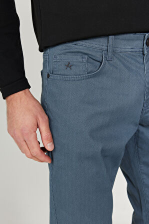 Slim Fit Dar Kesim 5 Cepli Desenli Pamuklu Pantolon