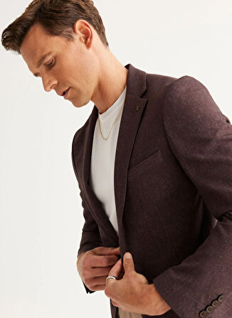Altınyıldız Classics Slim Fit Siyah - Kahve Erkek Ceket 4A0424100002