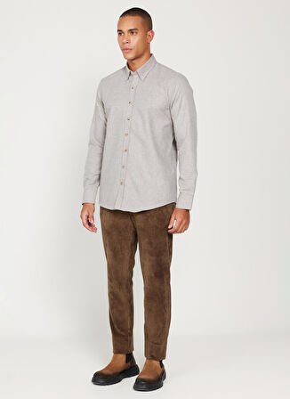 Altınyıldız Classics Slim Fit Düğmeli Yaka Bej Erkek Gömlek 4A2024100192