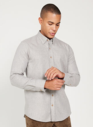 Altınyıldız Classics Slim Fit Düğmeli Yaka Bej Erkek Gömlek 4A2024100192