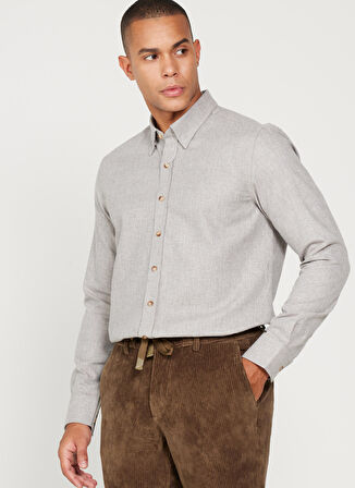 Altınyıldız Classics Slim Fit Düğmeli Yaka Bej Erkek Gömlek 4A2024100192