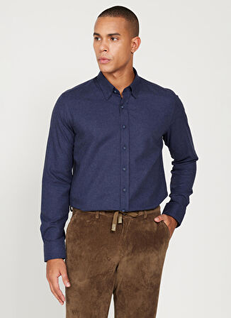 Altınyıldız Classics Slim Fit Düğmeli Yaka Lacivert Erkek Gömlek 4A2024100192