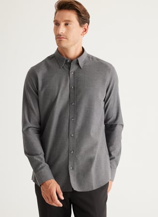 Slim Fit Düğmeli Yaka Antrasit Erkek Gömlek 4C2024100002