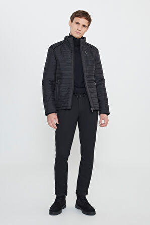 Standart Fit Normal Kesim Dik Yaka Desenli Mont