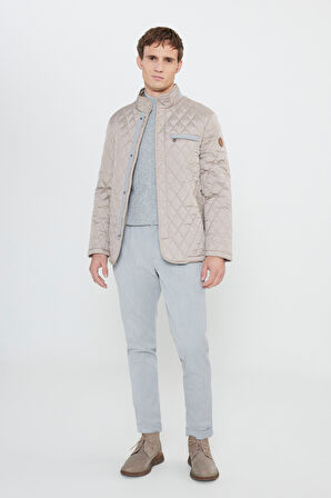 Standart Fit Normal Kesim Dik Yaka Desenli Overcoat