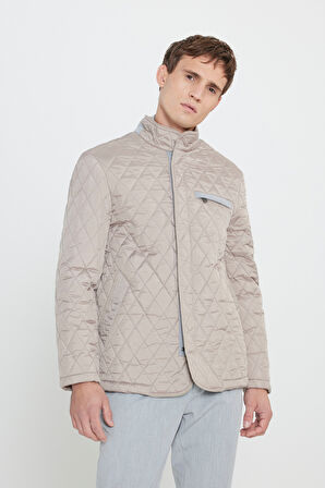 Standart Fit Normal Kesim Dik Yaka Desenli Overcoat