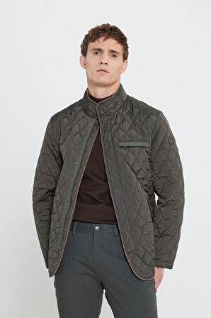Standart Fit Normal Kesim Dik Yaka Desenli Overcoat