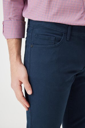 Erkek Lacivert Kanvas Slim Fit Dar Kesim 5 Cep Esnek Pantolon