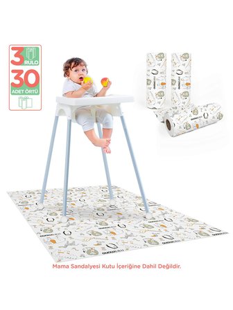 Minimono 3'lü Desen Mama Sandalyesi Altı Ve Aktivite Örtüsü - Kahverengi