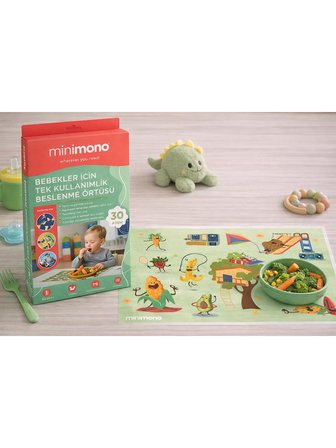 Minimono Bebekler İçin Tek Kullanımlık Beslenme Örtüsü- 30'lu Paket - Yeşil Standart