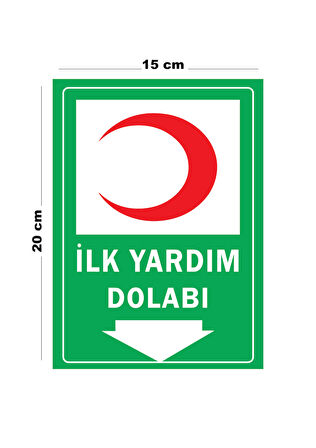 Lucena Metal İlk Yardım Dolabı 15 cm x 20 cm Uyarı Levhası Yönlendirme Tabelası