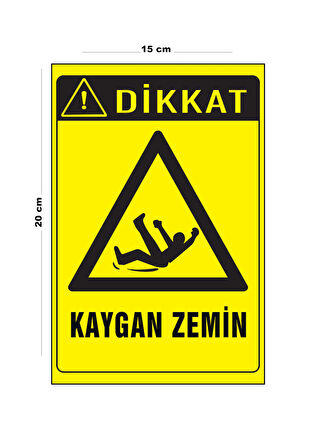 Lucena Metal Dikkat Kaygan Zemin 15 Cm x 20 Cm Uyarı Levhası Yönlendirme Tabelası