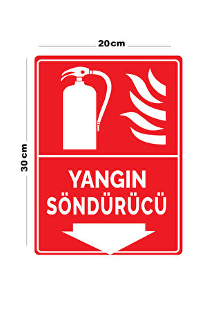 Metal Yangın Söndürücü 20cm x 30cm A4 Büyüklüğünde Uyarı Levhası Yönlendirme Tabelası