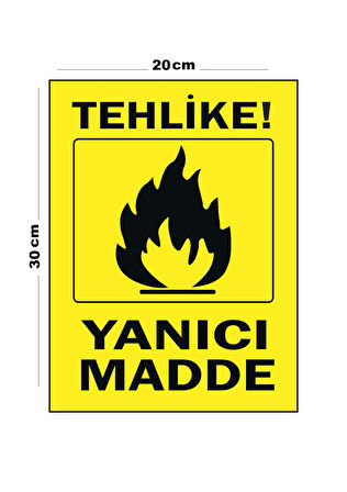 Metal Tehlike Yanıcı Madde 20cm x 30cm A4 Büyüklüğünde Uyarı Levhası Yönlendirme Tabelası