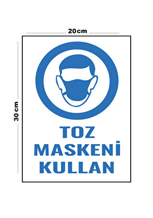 Metal Toz Maskeni Kullan 20cm x 30cm A4 Büyüklüğünde Uyarı Levhası Yönlendirme Tabelası