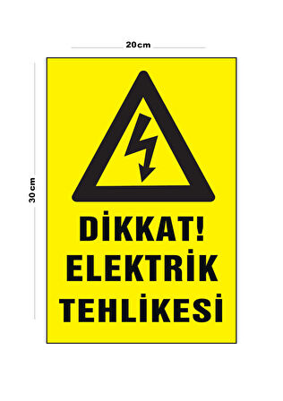 Metal Dikkat Elektrik Tehlikesi 20cm x 30cm A4 Büyüklüğünde Uyarı Levhası Yönlendirme Tabelası