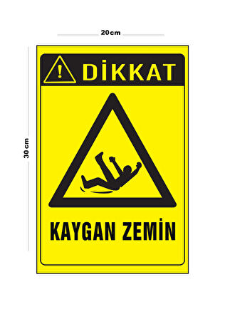 Metal Dikkat Kaygan Zemin 20cm x 30cm A4 Büyüklüğünde Uyarı Levhası Yönlendirme Tabelası