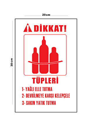 Metal Dikkat Tüpleri Yağlı Elle Tutma 20cm x 30cm A4 Büyüklüğünde Uyarı Levhası Yönlendirme Tabelası