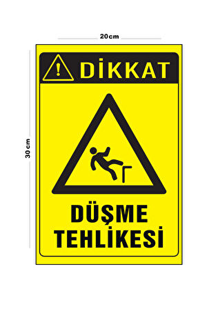 Metal Düşme Tehlikesi 20cm x 30cm A4 Büyüklüğünde Uyarı Levhası Yönlendirme Tabelası