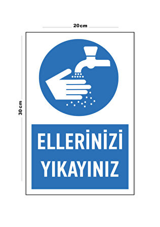 Metal Ellerinizi Yıkayınız 20cm x 30cm A4 Büyüklüğünde Uyarı Levhası Yönlendirme Tabelası