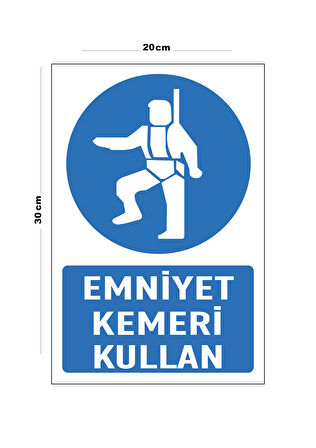 Metal Emniyet Kemeri Kullan 20cm x 30cm A4 Büyüklüğünde Uyarı Levhası Yönlendirme Tabelası