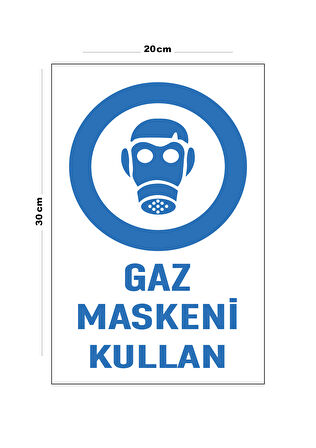 Metal Gaz Maskeni Kullan 20cm x 30cm A4 Büyüklüğünde Uyarı Levhası Yönlendirme Tabelası