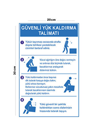 Metal Güvenli Yük Kaldırma Talimatı 20cm x 30cm A4 Büyüklüğünde Uyarı Levhası Yönlendirme Tabelası