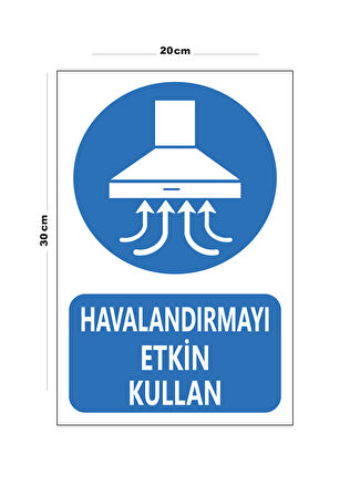 Metal Havalandırmayı Etkin Kullan 20cm x 30cm A4 Büyüklüğünde Uyarı Levhası Yönlendirme Tabelası