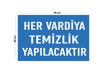 Metal Her Vardiya Temizlik Yapılacaktır 20cm x 30cm A4 Büyüklüğünde Uyarı Levhası Yönlendirme Tabela
