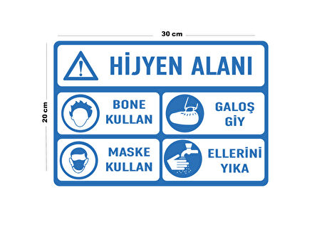 Metal Hijyen Alanı 20cm x 30cm A4 Büyüklüğünde Uyarı Levhası Yönlendirme Tabelası