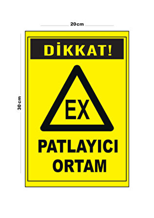 Metal Patlayıcı Ortam 20cm x 30cm A4 Büyüklüğünde Uyarı Levhası Yönlendirme Tabelası