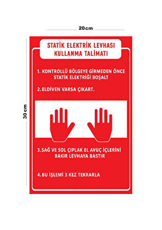 Metal Statik Elektrik Levhası Kullanma Talimatı 20cm x 30cm A4 Büyüklüğünde Uyarı Levhası Yönlendir
