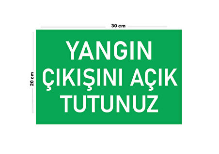 Metal Yangın Çıkışını Açık Tutunuz 20cm x 30cm A4 Büyüklüğünde Uyarı Levhası Yönlendirme Tabelası