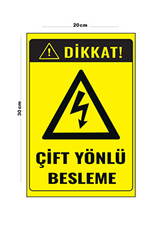 Metal Çift Yönlü Besleme 20cm x 30cm A4 Büyüklüğünde Uyarı Levhası Yönlendirme Tabelası