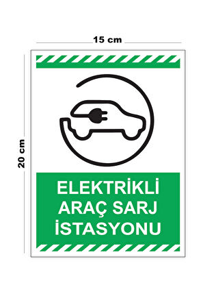 Metal Elektrikli Şarj İstasyonu 15cm x 20cm Uyarı Levhası Yönlendirme Tabelası