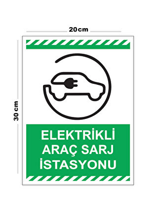 Metal Elektrikli Şarj İstasyonu 20cm x 30cm A4 Büyüklüğünde Uyarı Levhası Yönlendirme Tabelası