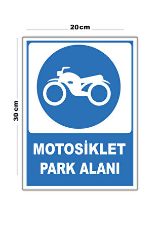 Metal Motosiklet Park Alanı 20cm x 30cm A4 Büyüklüğünde Uyarı Levhası Yönlendirme Tabelası