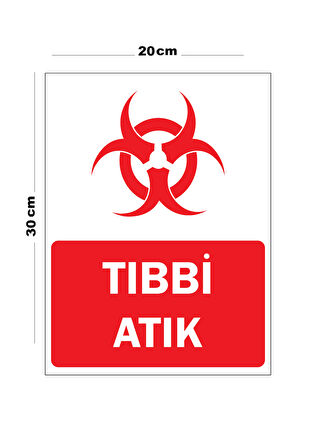 Metal Tıbbi Atık 20cm x 30cm A4 Büyüklüğünde Uyarı Levhası Yönlendirme Tabelası