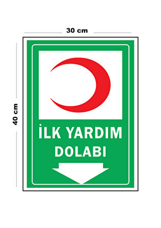 Metal İlk Yardım Dolabı 30 cm x 40 cm A3 Büyüklüğünde Uyarı Levhası Yönlendirme Tabelası