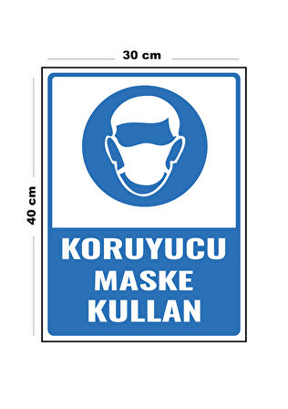 Metal Koruyucu Maske Kullan 30 cm x 40 cm A3 Büyüklüğünde Uyarı Levhası Yönlendirme Tabelası