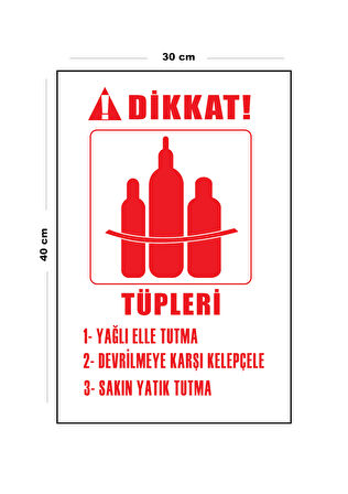 Metal Dikkat Tüpleri Yağlı Elle Tutma 30 cm x 40 cm A3 Büyüklüğünde Uyarı Levhası Yönlendirme Tabela