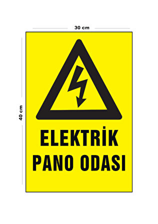 Metal Elektrik Pano Odası 30 cm x 40 cm A3 Büyüklüğünde Uyarı Levhası Yönlendirme Tabelası