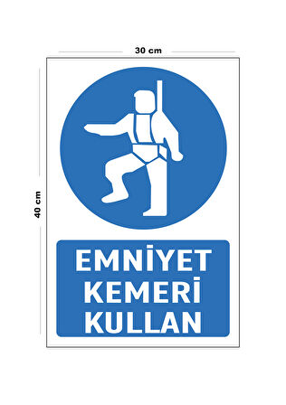 Metal Emniyet Kemeri Kullan 30 cm x 40 cm A3 Büyüklüğünde Uyarı Levhası Yönlendirme Tabelası
