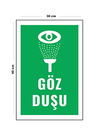 Metal Göz Duşu 30 cm x 40 cm A3 Büyüklüğünde Uyarı Levhası Yönlendirme Tabelası
