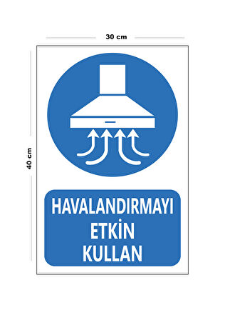Metal Havalandırmayı Etkin Kullan 30 cm x 40 cm A3 Büyüklüğünde Uyarı Levhası Yönlendirme Tabelası