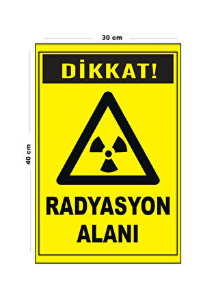 Metal Radyasyon Alanı 30 cm x 40 cm A3 Büyüklüğünde Uyarı Levhası Yönlendirme Tabelası