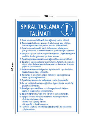 Metal Spiral Taşlama Talimatı 30 cm x 40 cm A3 Büyüklüğünde Uyarı Levhası Yönlendirme Tabelası