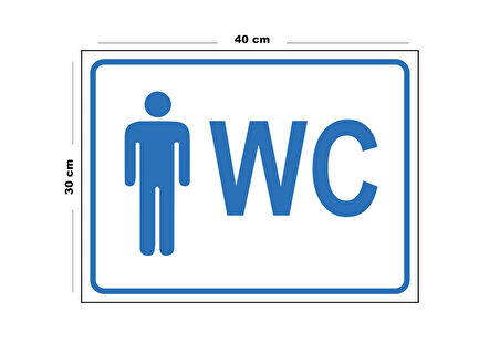 Metal Erkek Wc 30cm x 40cm A3 Büyüklüğünde Uyarı Levhası Yönlendirme Tabelası